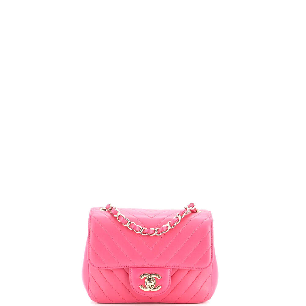 Chanel Mini Square Classic Single Flap Bag Chevron Lambskin